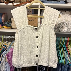 Madewell white tank with buttons - size XL. Worn once!